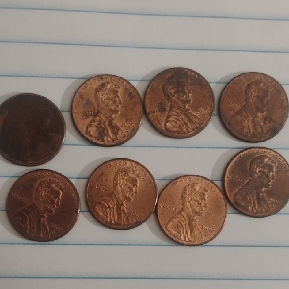 Full Collection of  2009 D Series, 2 No Mint Mark Lincoln Copper Pennies Extra